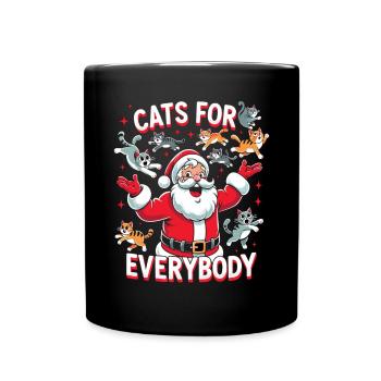 Cats For Everybody Katze Katzen Katzenliebhaber - Tasse einfarbig - Schwarz - Vorne