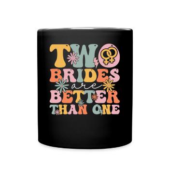 Groovy Bridal Shower Lesbian - Full Colour Mug - black - Front