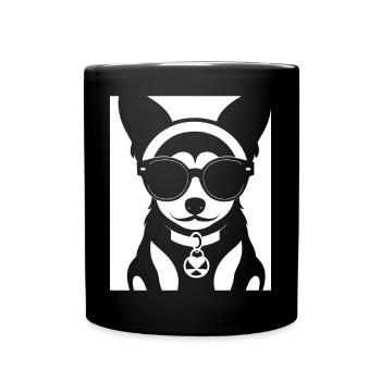 Lustiger Chihuahua mit Sonnenbrille Chihuahuas - Tasse einfarbig - Schwarz - Vorne