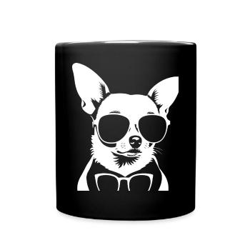 Lustiger Chihuahua mit Sonnenbrille Chihuahuas - Tasse einfarbig - Schwarz - Vorne