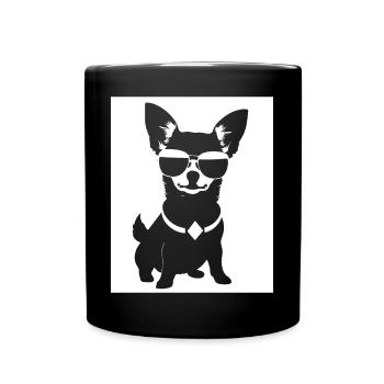 Chihuahua drôle portant des lunettes de soleil Chihuahuas - Mug uni - noir - Devant