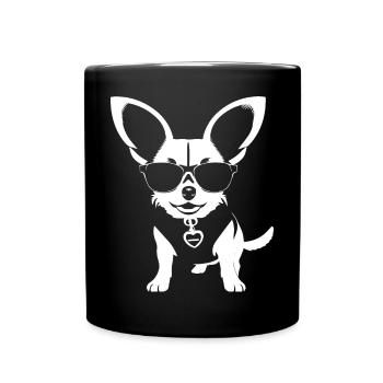 Lustiger Chihuahua mit Sonnenbrille Chihuahuas - Tasse einfarbig - Schwarz - Vorne