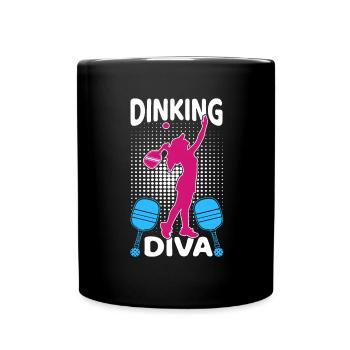 Retro Pickleball Lady - Dinking Diva - Full Colour Mug - black - Front