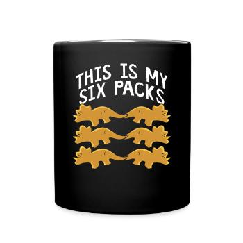 Dino Nuggets Im Sixpack - Tasse einfarbig - Schwarz - Vorne