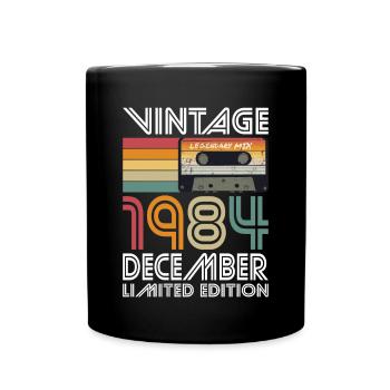40th Birthday Vintage December 1984 Vintage 1984 - Full Colour Mug - black - Front