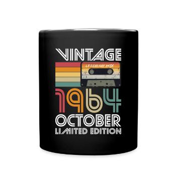 60th Birthday Vintage October 1964 Vintage 1964 - Full Colour Mug - black - Front