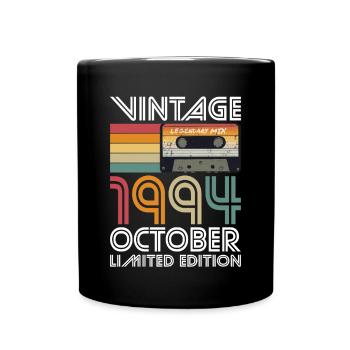 30th Birthday Vintage October 1994 Vintage 1994 - Full Colour Mug - black - Front