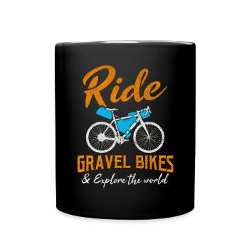 Faites du vélo de gravier et explorez le monde / Fahrrad - Mug uni - noir - Devant
