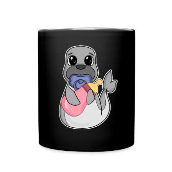 Motif bébé lion de mer - Mug uni - noir - Devant