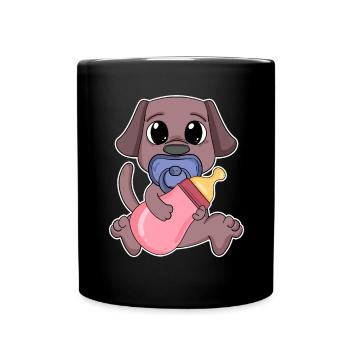 Baby Hund Motiv Hundehalter - Tasse einfarbig - Schwarz - Vorne