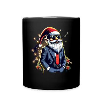 Chef Gnome Gnome avec guirlandes lumineuses - Mug uni - noir - Devant