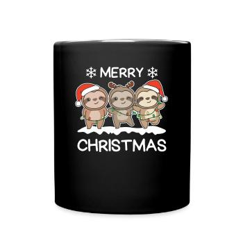 Merry Christmas Sloth Christmas Eve Sloths - Full Colour Mug - black - Front