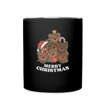 Merry Christmas Bear Christmas Eve Bears - Full Colour Mug - black - Front