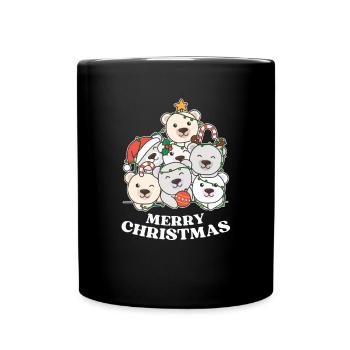 Merry Christmas Polar Bear Christmas Eve Polar Bears - Full Colour Mug - black - Front
