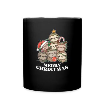 Merry Christmas Sloth Christmas Eve Sloths - Full Colour Mug - black - Front