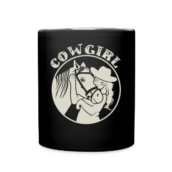 Moment de coeur de fille avec cheval - Mug uni - noir - Devant