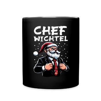 Chef Wichtel stylischer Weihnachts Gnome - Tasse einfarbig - Schwarz - Vorne