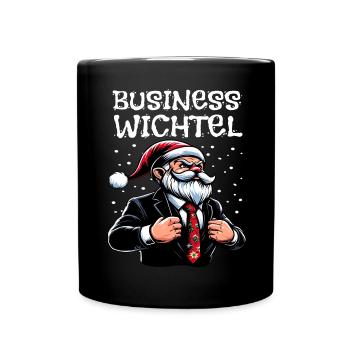 Business Wichtel Weihnachts Gnome - Tasse einfarbig - Schwarz - Vorne