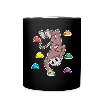 Monkey Rock Climbing Climbing - Full Colour Mug - black - Front