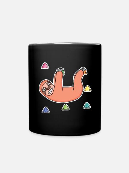 Sloth, Rock Climbing, Rock Climbing - Full Colour Mug - black