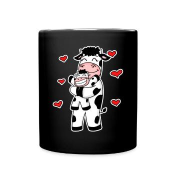 Cow Family - Cow with Baby - Cow Motif - Full Colour Mug - black - Front