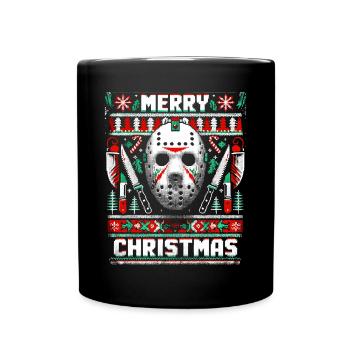 Merry Creepmas Festive Slasher Ugly Christmas - Tasse einfarbig - Schwarz - Vorne