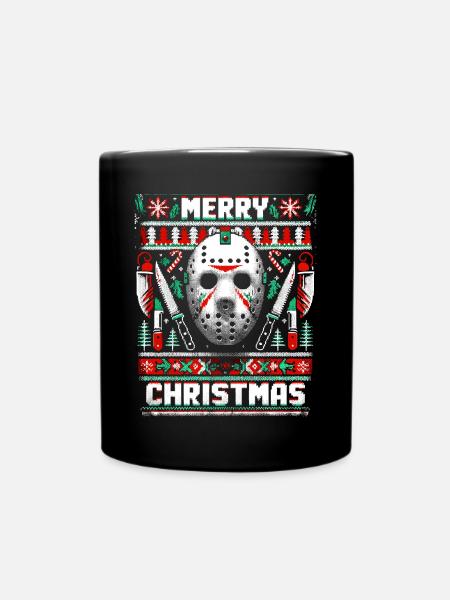 Merry Creepmas Festive Slasher Ugly Christmas - Tasse einfarbig - Schwarz