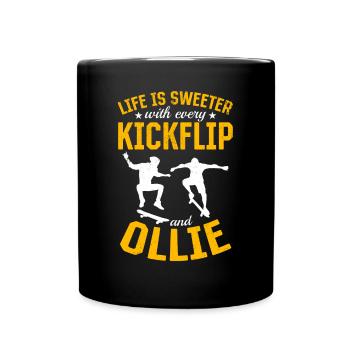 Skateboard - La vie est plus douce avec chaque Kickflip A - Mug uni - noir - Devant
