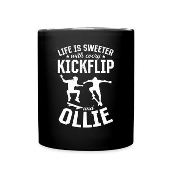 Life Is Sweeter With Every Kickflip And Ollie Skat - Full Colour Mug - black - Front