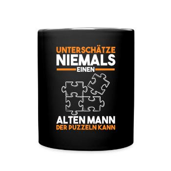 Puzzlefan Puzzler Puzzleteile Puzzle - Tasse einfarbig - Schwarz - Vorne