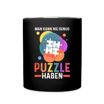 Puzzlefan Puzzler Puzzleteile Puzzle - Tasse einfarbig - Schwarz - Vorne