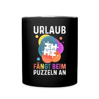 Puzzlefan Puzzler Puzzleteile Puzzle - Tasse einfarbig - Schwarz - Vorne