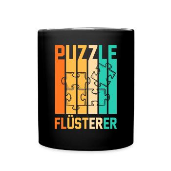 Puzzlefan Puzzler Puzzleteile Puzzle - Tasse einfarbig - Schwarz - Vorne