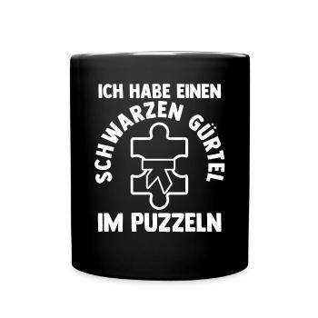 Puzzlefan Puzzler Puzzleteile Puzzle - Tasse einfarbig - Schwarz - Vorne