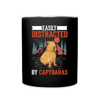 Easily distracted by Capybaras - Tasse einfarbig - Schwarz - Vorne