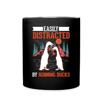 Easily distracted by Running Ducks Runner Duck - Full Colour Mug - black - Front