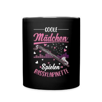 Coole Mädchen spielen Bassklarinette - Tasse einfarbig - Schwarz - Vorne