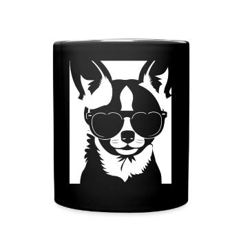 Lustiger Chihuahua mit Sonnenbrille Chihuahuas - Tasse einfarbig - Schwarz - Vorne