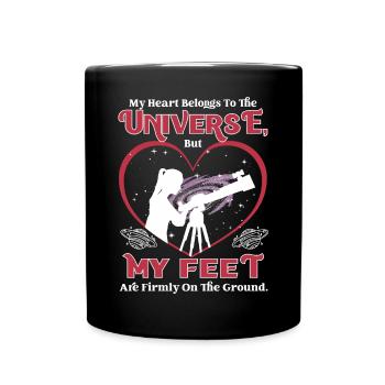Mein Herz gehört dem Universum - Tasse einfarbig - Schwarz - Vorne