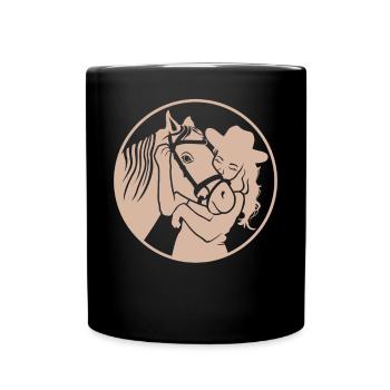Liebevoll Umarmt - Western & Pferd - Tasse einfarbig - Schwarz - Vorne