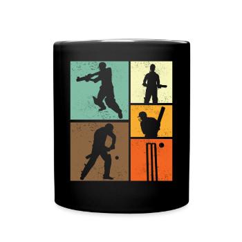 Vintage Cricket Spieler Design im Retro-Stil für - Tasse einfarbig - Schwarz - Vorne