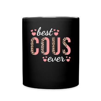 Cousin famille Design mignon léopard imprimé meilleur cous - Mug uni - noir - Devant