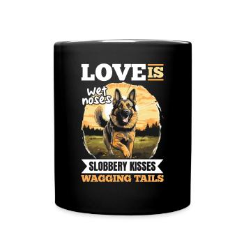 German Shepherd Dog Breed Love is wet noses - Full Colour Mug - black - Front