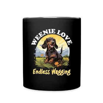 Teckel saucisse saucisse chien Weenie amour sans fin - Mug uni - noir - Devant