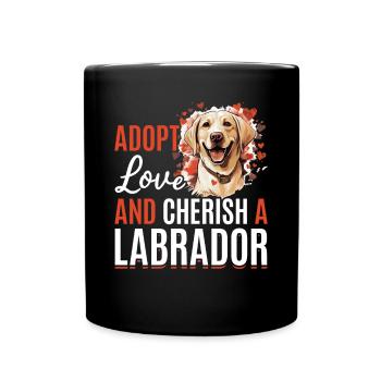 Labrador Retriever Dog Breed Pet - Adopt love - Full Colour Mug - black - Front
