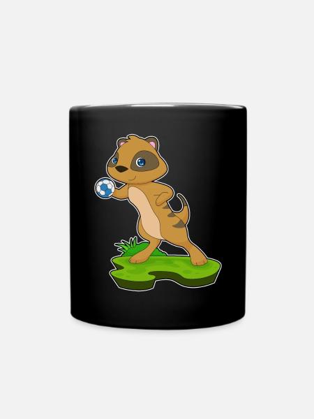 Erdmännchen Handballspieler Handball - Tasse einfarbig - Schwarz