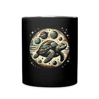 Galaktische Schildkröte: Universums Erkundung - Tasse einfarbig - Schwarz - Vorne