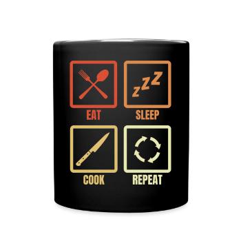 Eat Sleep Cooking Repeat - Full Colour Mug - black - Front