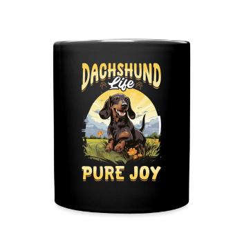 Dachshund badger wiener sausage dog life pure joy - Full Colour Mug - black - Front