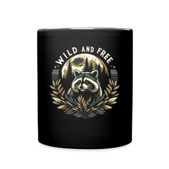 Raton laveur au clair de lune : le chuchoteur de la nature - Mug uni - noir - Devant
